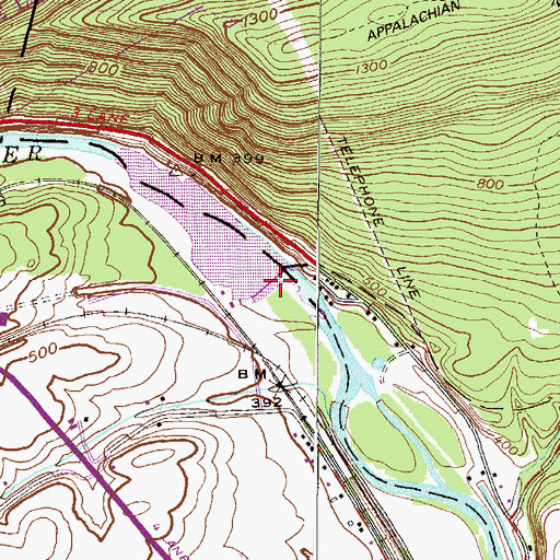 Topographic Map of New Kernsville Dam, PA
