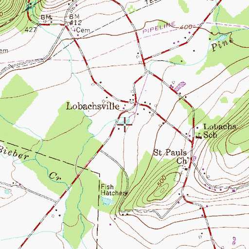 Topographic Map of Diversion Dam, PA