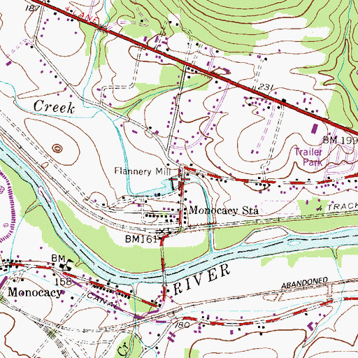 Topographic Map of Mill Dam, PA