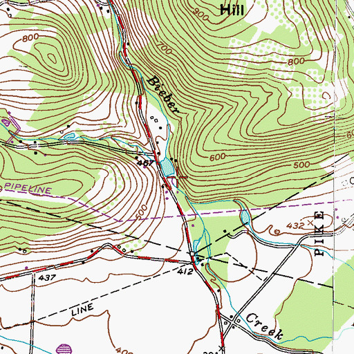 Topographic Map of Beaver Creek Dam, PA