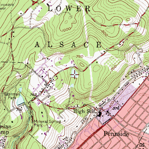 Topographic Map of Number Three Dam, PA