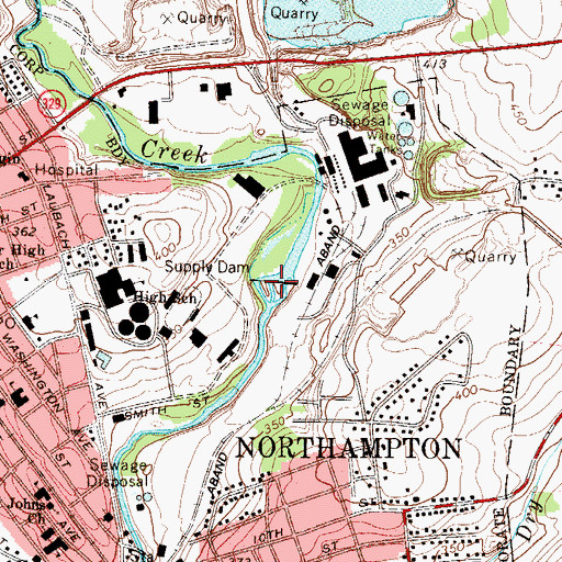 Topographic Map of Supply Dam, PA