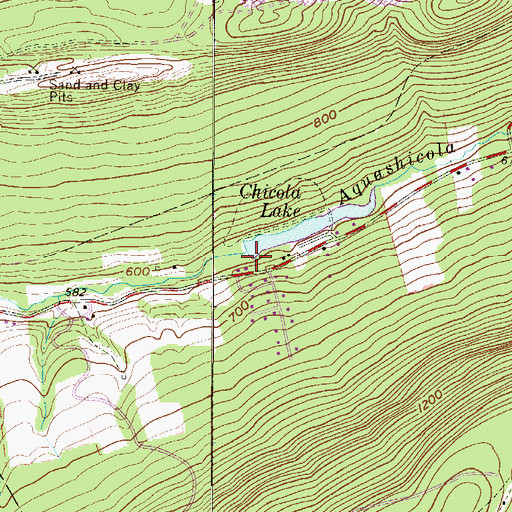 Topographic Map of Chicola Lake Dam, PA