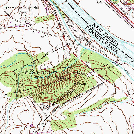 Topographic Map of Washington Crossing Dam, PA