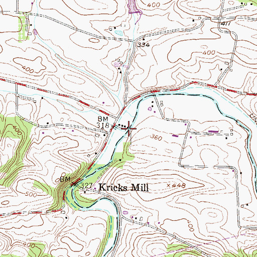 Topographic Map of Sundays Mill Dam, PA