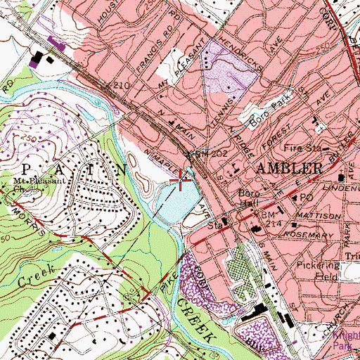 Topographic Map of Keasby Mattison Dam, PA
