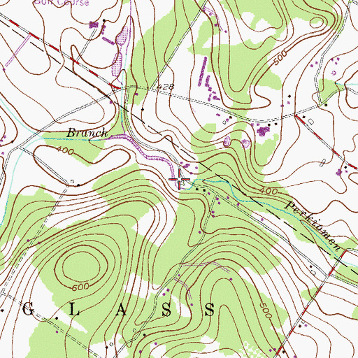 Topographic Map of Mill Dam, PA