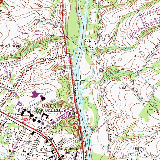 Topographic Map of Collegeville Dam, PA