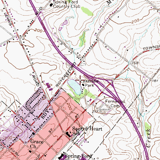 Topographic Map of Lakeview Dam, PA
