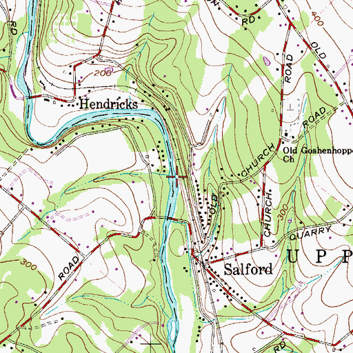 Topographic Map of Salford Dam, PA