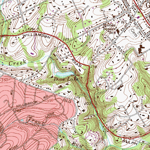 Topographic Map of Dove Lake Dam, PA