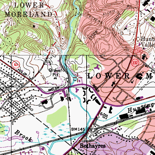 Topographic Map of Spring Dam, PA