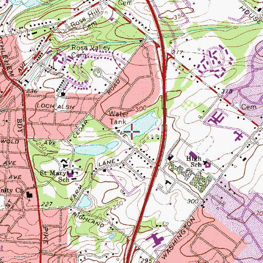 Topographic Map of Lock Alsh Dam, PA