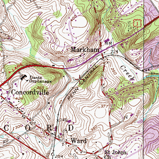 Topographic Map of Concord Mills Dam, PA
