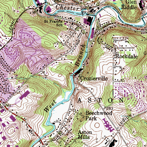 Topographic Map of Plant Number Three Dam, PA