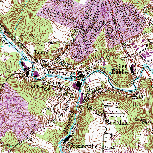 Topographic Map of Cotton Mill Dam, PA