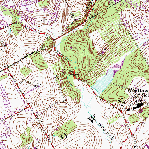 Topographic Map of Westtown School Lake Dam, PA