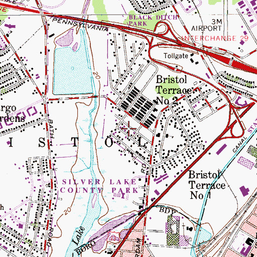 Topographic Map of Kingswood Park, PA