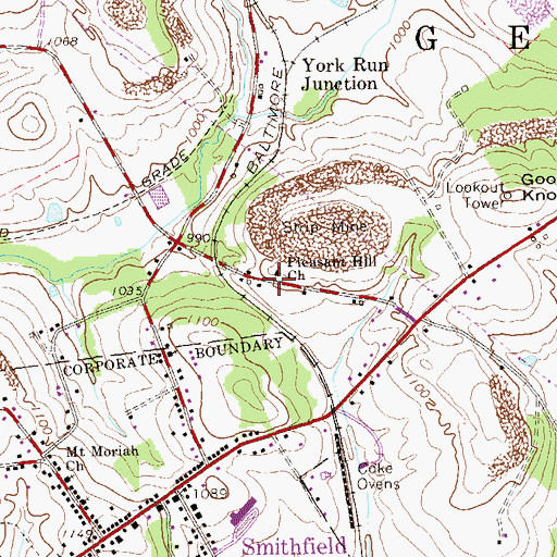 Topographic Map of Pleasant Hill School, PA