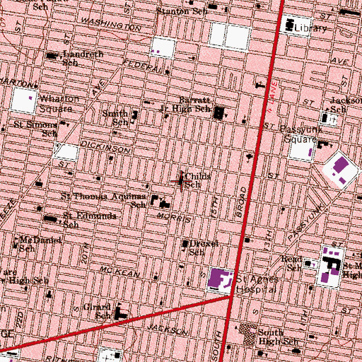 Topographic Map of Childrens School, PA