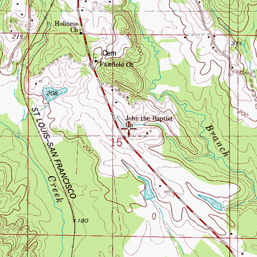 Topographic Map of John the Baptist Church, AL