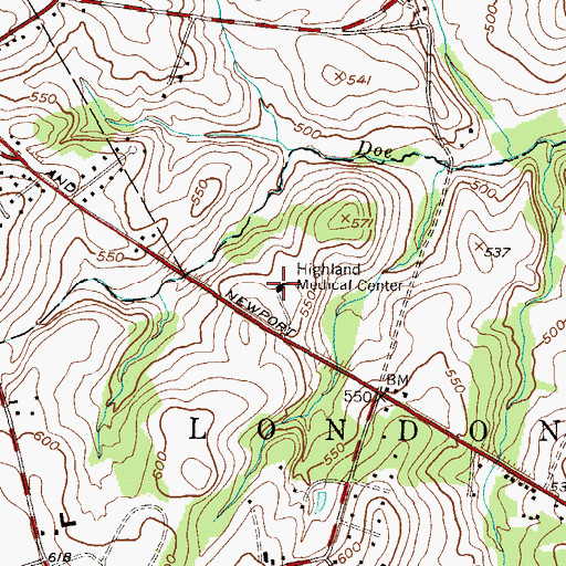 Topographic Map of Highland Medical Center, PA