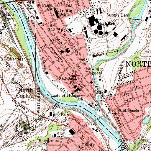 Topographic Map of Saint Johns Church, PA