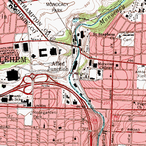 Topographic Map of Allen Junction, PA