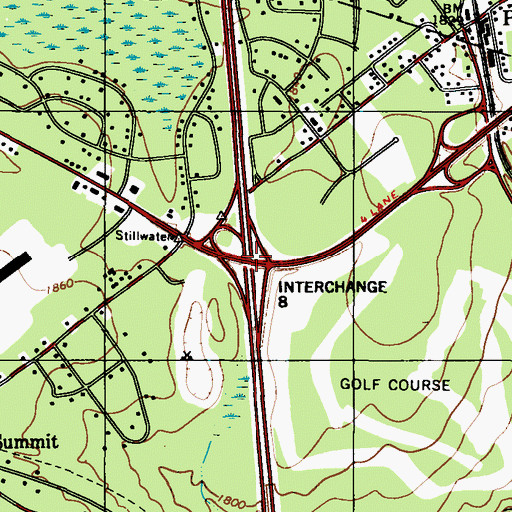 Topographic Map of Interchange 8, PA