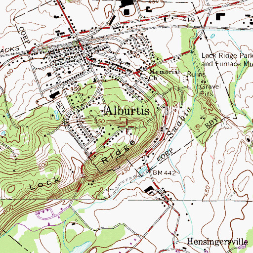 Topographic Map of Lock Ridge, PA