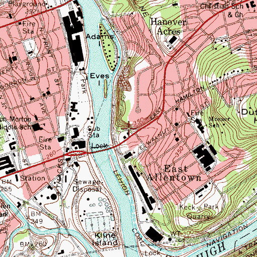 Topographic Map of Allentown High School, PA