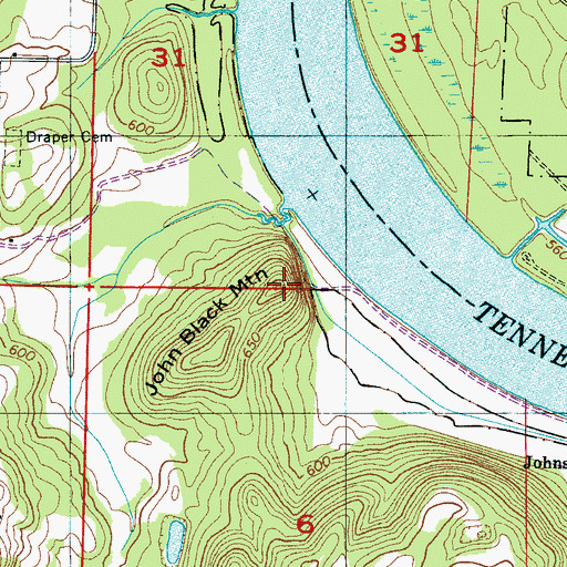 Topographic Map of John Black Mountain, AL