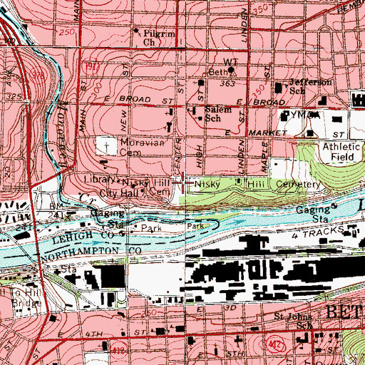 Topographic Map of Nisky Hill Cemetery, PA