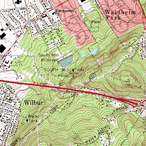 Topographic Map of South Mountain Park, PA