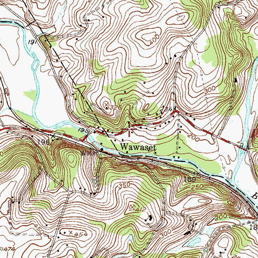 Topographic Map of Wawaset, PA