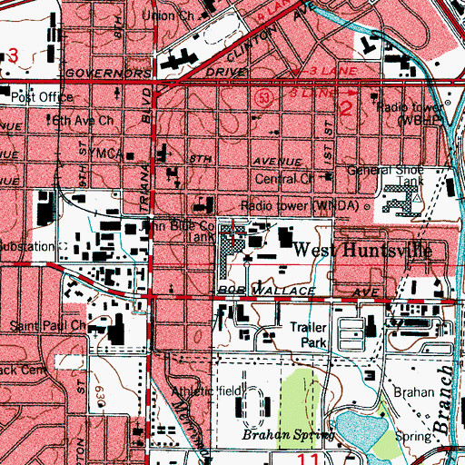 Topographic Map of John Blue Co Tank, AL