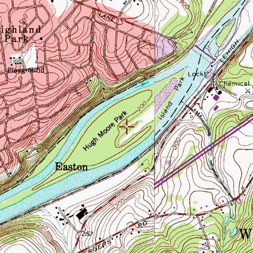 Topographic Map of Hugh Moore Park, PA