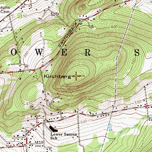 Topographic Map of Kirchberg, PA