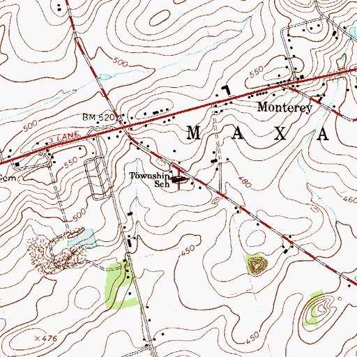 Topographic Map of Maxatawney Elementary School, PA