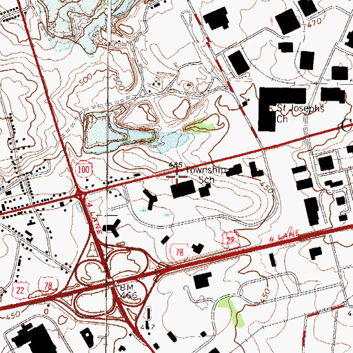 Topographic Map of Upper Macungie Township School, PA
