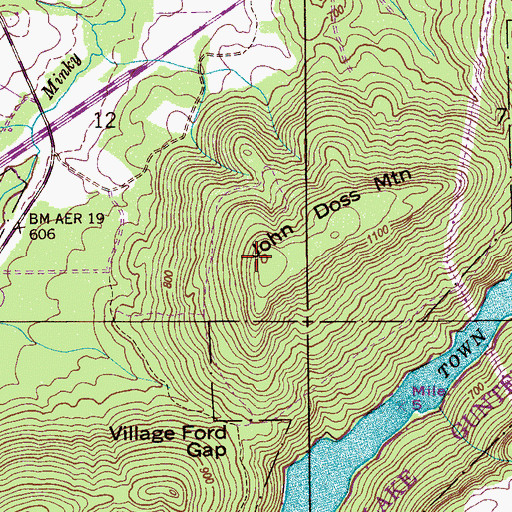 Topographic Map of John Doss Mountain, AL