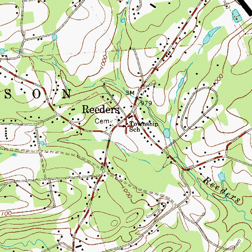 Topographic Map of Jackson Township School, PA