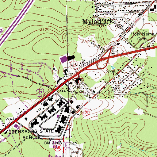 Topographic Map of Pennsylvania State Police, PA