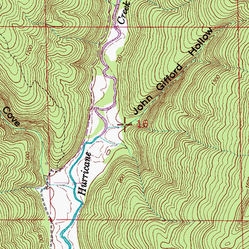 Topographic Map of John Gifford Hollow, AL
