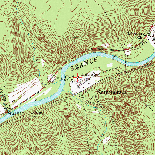 Topographic Map of Johnson Cemetery, PA