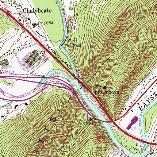 Topographic Map of Dunning Creek, PA