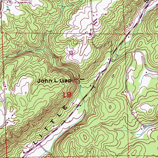 Topographic Map of John L Gap, AL