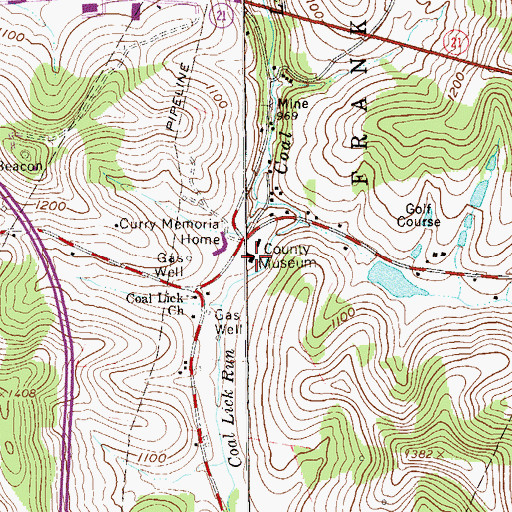 Topographic Map of Greene County Home (historical), PA