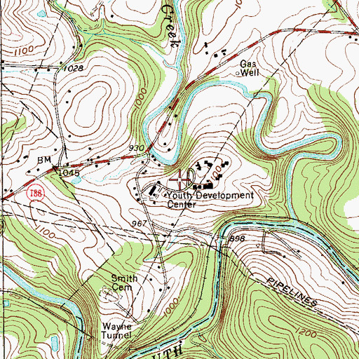Topographic Map of Youth Development Center, PA