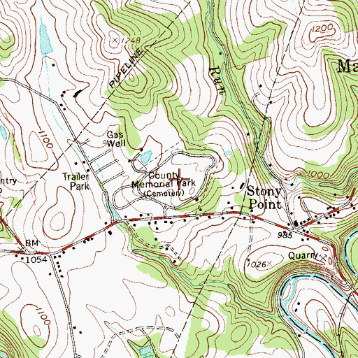 Topographic Map of Greene County Memorial Park, PA